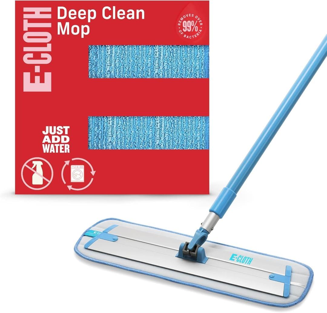 E-Cloth Deep Clean Microfiber Mop - Multi-Surface Cleaning & Dust Mop for Hardwood Floors, Stone, Laminate, or Tile Scrubbing - Floor Mops for Cleaning - 1 Reusable Mop Pad (New Version)