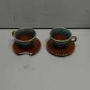 2 oz Espresso Cups Set of 2, Ceramic Cappuccino Cups with Saucers, Durable Porcelain Tea Set & Modern Coffee Cup Collection, Coffee Lover Gifts, Glazed Blue