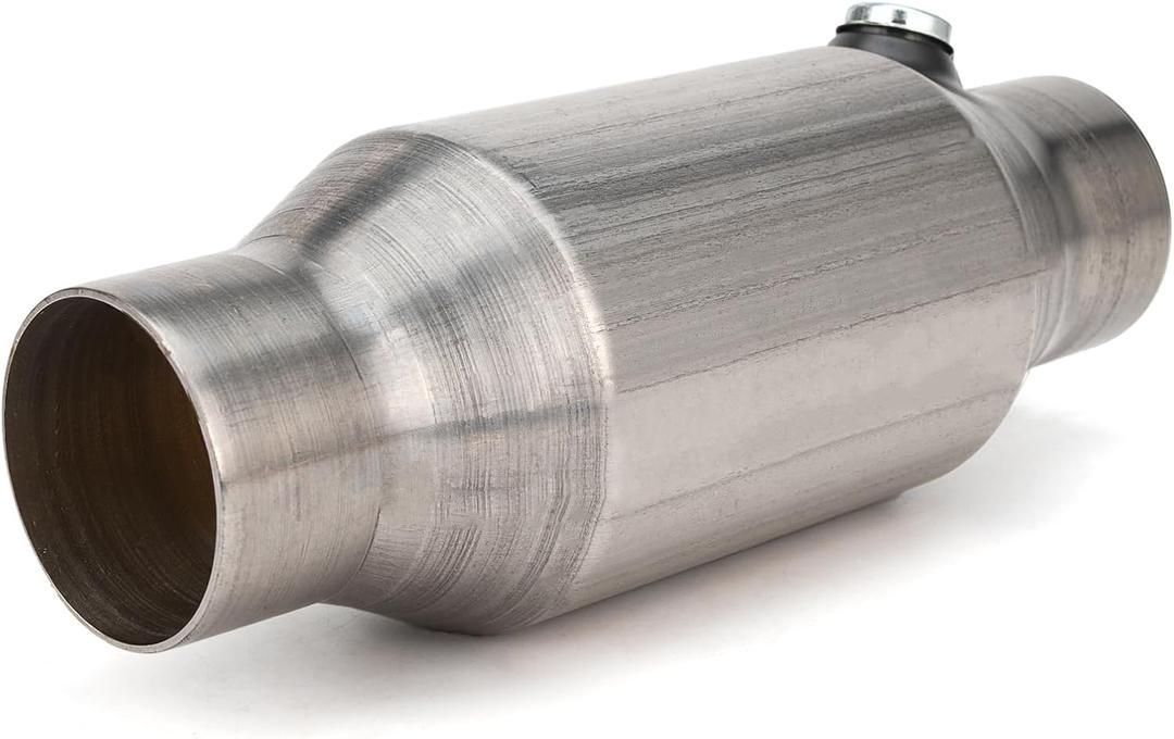 2.5 Inch Inlet/Outlet Universal High Flow Front Catalytic Converter Direct-Fit with O2 Port (EPA Compliant)