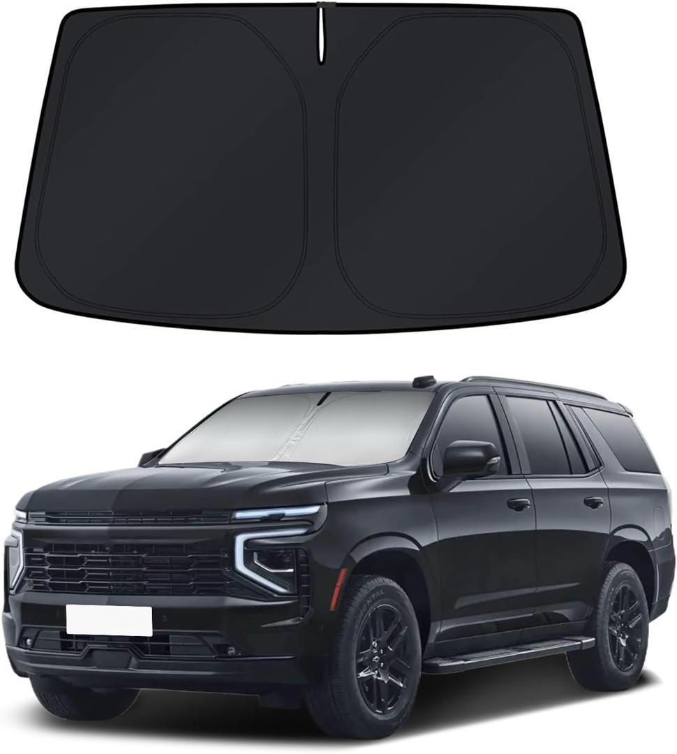 Car Sun Shade for 2021-2025 2026 Chevrolet Tahoe Accessories Windshield Sunshade Cover Front Window Shade Custom Fit Tahoe Sun Visor Protector Foldable Blocks UV Rays