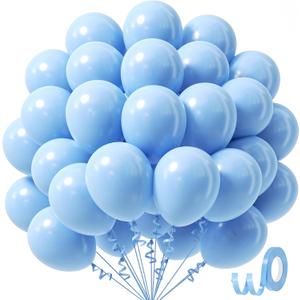 Awenztech Light Blue Balloons 12 inch, Pastel Blue Latex Balloon 50pcs Party Balloons for Graduation Baby Shower Gender Reveal Wedding Birthday Party Decorations