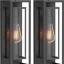 AIBISDO 18In Large Dusk to Dawn Outdoor Wall Light -2 Pack, Waterproof Outdoor Garage Lighting Fixtures with Clear Glass Shade, Auto On/Off Porch Light for Patio, Garage, Front DoorBlack