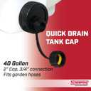 Chapin 98142 Water Storage Tank, 40Gallon, Utility Water Supply, Translucent ChemicalResistant Poly Tank, 6" Wide Cap, 2" Drain & GardenHose Port for Farms, Acreage, Gardens & Orchard