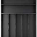 Silverware Organizer Kitchen Drawer Organizer Utensil Organizer Bamboo Silverware Holder Cutlery Organizer in Drawer Flatware Organizer Tray(7 slots, Black