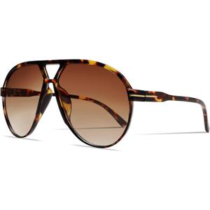 Retro Aviator Sunglasses for Women Men Oversized Classic 70s Vintage Trendy Tangle Free Square Aviators Sun Glasses (Tortoise1 Frame - Gradient Brown Lens)