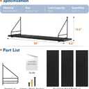 Black Floating Shelves 36 Inch Long, 8 In Deep Wall Bookshelf for Bedroom, 36" x 8" x 12.2" Tall Bookends