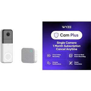 WYZE Doorbell Pro 1-Pack Cam Plus Monthly, Covers 1 Camera, Auto-Renews at $2.99/Month, Activation Required, Cancel Anytime (White)