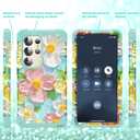 for Galaxy S25 Ultra 5G Case,3 in 1 Oil Painting Flower Pattern Heavy Duty Protection Silicone Rubber Bumper+Hard Plastic Protective Cover for Samsung Galaxy S25 Ultra,Green Flower