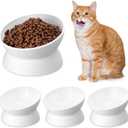 Bokon 4 Pcs Elevated Cat Food Bowls Plastic Raised Cat Bowls Tilted Pet Feeding Water Dish Protect Pets' Spines Whisker Friendly Anti Vomiting Dish for Flat Faced Indoor Kitten(White)
