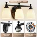 EJIAXIN Vanity Lights for Bathroom, 3-Light Modern Vanity Light Over Mirror Black Bathroom Light Fixture Bedroom Wall Sconces Lighting for Living Room Cabinet