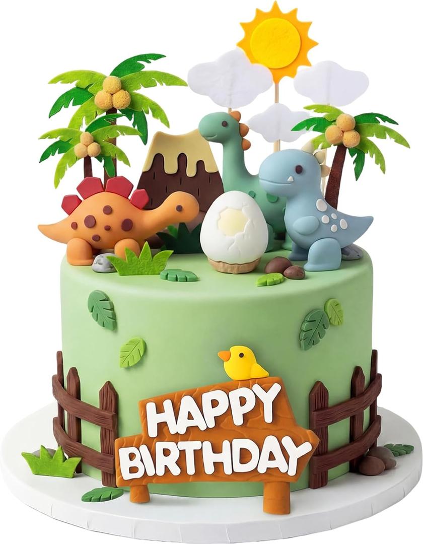 Knana 18Pcs Dinosaur Cake Topper Dinosaur Cake Decorations Dinosaur Egg Cake Decorations for Dinosaur Birthday Party Supplies