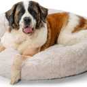 Best Friends by Sheri The Original Calming Donut Dog Bed for Extra-Large Dogs up to 150 lbs, Lux Faux Fur, Oyster, 45" x 45"