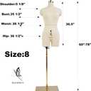 Female Sewing Mannequin Size 8, Professional Dress Form for Tailor Design and Display, Foam Body for Pinning, Height Adjustable Torso with Stable Metal Base (Without Arms Beige, 8)