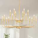 Gold Chandeliers for Dining Room Light Fixture Over Table, Modern Farmhouse Chandeliers for Living Room,12-Lights Industrial Metal Candle Lighting Fixtures for Entryway Kitchen Island Foyer