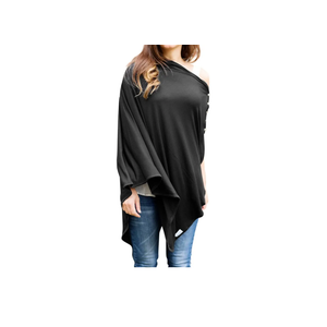 Maternity Nursing Cover Breathable Lightweight Breastfeeding Cover Wrap Shawl Scarf Poncho Full 360 (Black, One size)