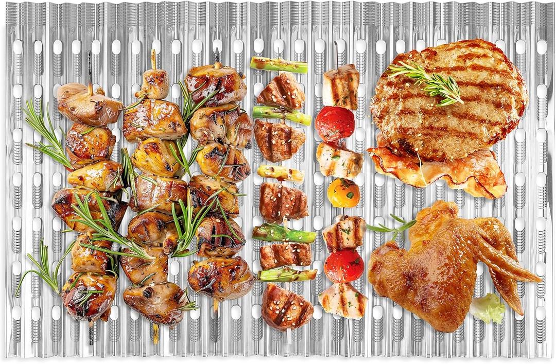 20 Pack Disposable Aluminum Grill Liners, 12" x 20" Rollable Grill Sheets for Grill Grates of Outdoor Charcoal BBQ