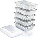 Spare Essentials (100 Pack) Aluminum and Plastic Containers Disposable Foil Pans for Takeout, Baking, Freezing, Food Storage - Aluminum Pans, To Go Containers with Sporks