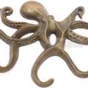 Octopus Keys Hook, Decorative Wall Mounted Nautical Wall Rack, Antique Key Holder Hook, Cast Aluminum Hanger for Coat, Hand Towel, Bathrobe, Bedroom, Bathroom, Kitchen & Balcony (Antique Brass)