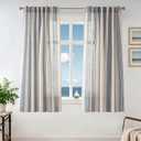 DriftAway Farmhouse Curtains for Living Room Vertical Striped Linen Curtains Semi Sheer Light Filtering Back Tab Rod Pocket Window Treatments, 54 Inches Long, 2 Panels, Jean Navy on Beige