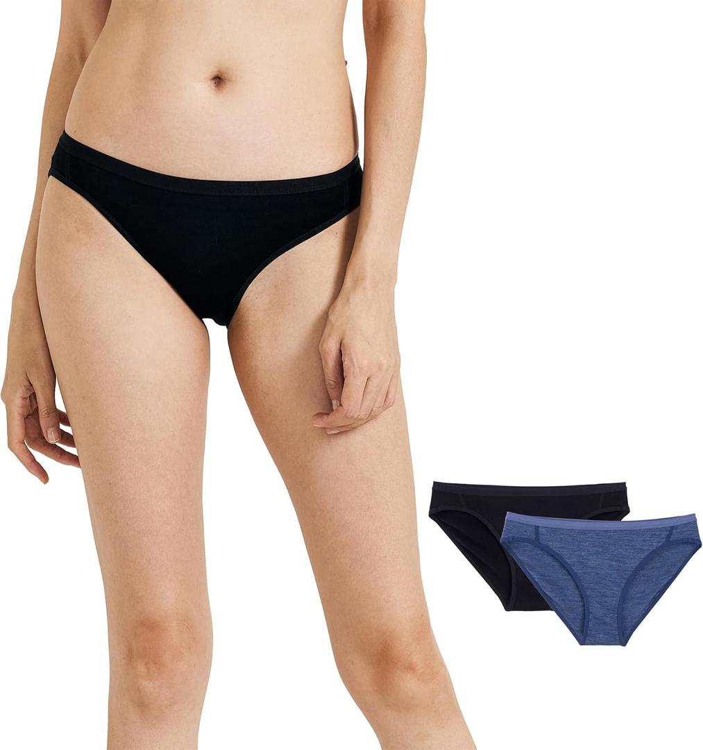 METARINO Women's Underwear Panties Soft Merino Wool Sports Active Briefs (X-Large, Black Denim Blue)