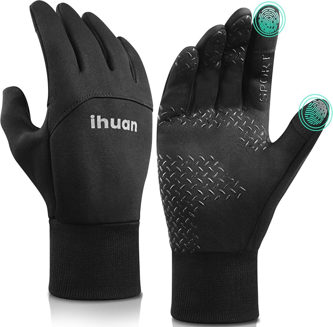 ihuan Winter Waterproof Gloves for Men Women Warm Running Cycling Snow Ski Gloves for Cold Weather, Thermal Windproof Material and Touch Screen Finger for Driving Snowboarding (X-Small, Classic Black)