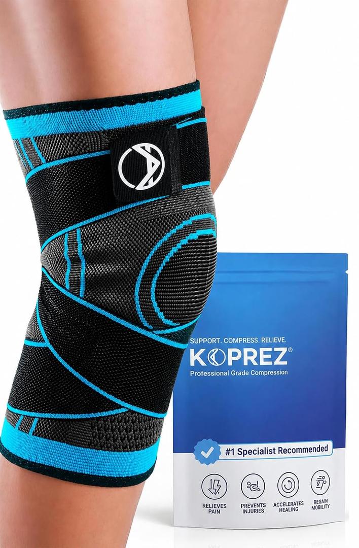 Koprez Knee Compression Sleeve for Men & Women Premium Knee Brace for Pain Relief, Running, Workout & Arthritis Support, Meniscus Tear & Patella Stabilizer, Breathable Sports Knee, Size: XXXX-Large
