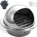 Dryer Vent Cover Outside, 4 inch Stainless Steel Round Dryer Exhaust Vent, Outdoor Vent Cover with Built-in a Fly Screen for Bathroom, Air, Office, Home, Hvac System