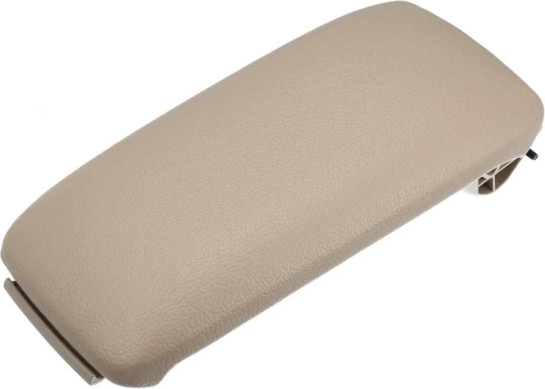 X AUTOHAUX Center Console Cover Lid 8P0864245P for Audi A3 2003-2012 Armrest Cover Pad Replacement Faux Leather Beige