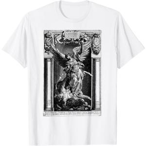 Saint Michael The Archangel Defeating Satan Christian T-Shirt, Size 3X