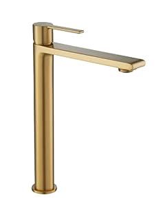 Casta Diva Tall Bathroom Faucet for Vessel Sink Lead-Free Brass Single Handle Single Hole Lavatory Faucet Tool Free Installation (Gold)