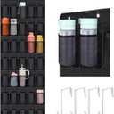 35 Pockets Hanging Water Bottle Organizer for Stanley Cups, for Kitchen, Pantry, Bedroom, Bathroom, Large Capacity Elastic Mesh Secure Storage Water Bottles Holder