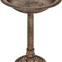 Mademax 28 Inch Height Polyresin Lightweight Antique Bird Bath for Yard, Garden, Patio, Outdoor (Copper)