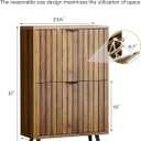 Fluted Shoe Storage for Entryway, Walnut Hidden Cabinet with Metal Legs, Organizer with Flip Doors, Slim Entryway Storage, 23.6" Wide