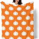 Pumpkin Blanket, Autumn Harvest Flannel Throw Blanket for Couch Bed Or Chair, Luxury Lightweight Comfy Blankets Home Decor Gift Fall Thanksgiving Halloween Decorative Blanket 40x50in(100 * 125cm)
