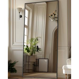 Antok Full Length Mirror, 71"x28" Floor Mirror with Stand, Hanging Mounted Mirrors for Bedroom, Living Room, Cloakroom, Dining Room, Black, Rect