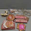 Youyole 30 Pcs Christmas Gingerbread Tiered Tray Decor Hot Cocoa Pink Christmas Wooden Sign Tabletop Centerpieces Tiered Tray Signs for Xmas Cafe Home Farmhouse Shelf Rustic Table Decoration