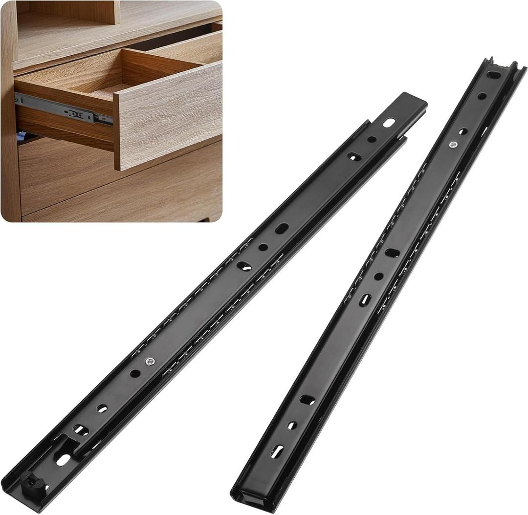1-Pair Soft Close Drawer Slides, 9.8 Inch/ 250mm Full Extension Ball Bearing Drawer Slides for Furniture/Cabinets, Cold Rolled Steel 2 Fold Cabinet Rails 55lb Capacity [Black]