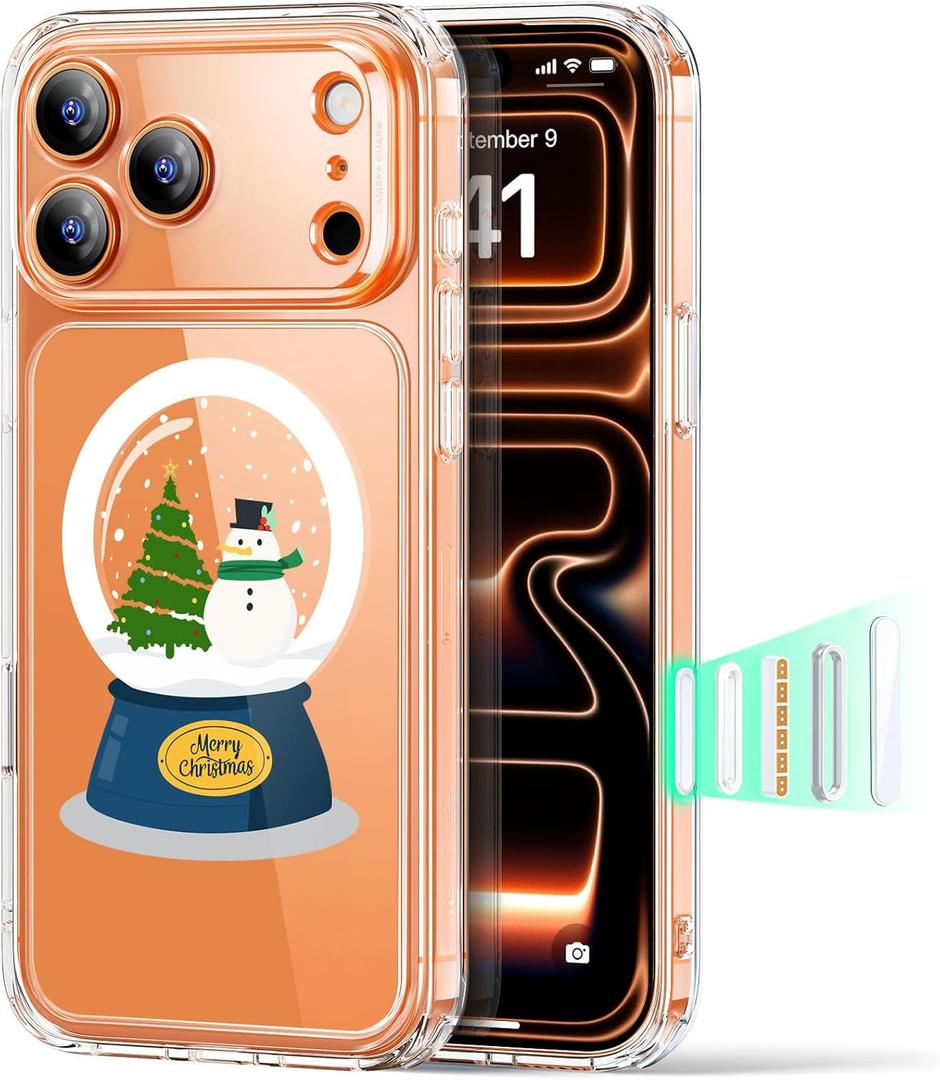 ESR for iPhone 17 Pro Max Case, Compatible with MagSafe, Shockproof Military-Grade Protection, Scratch-Resistant Back, Magnetic Phone Case for iPhone 17 Pro Max, Classic Hybrid Case, Christmas Globe