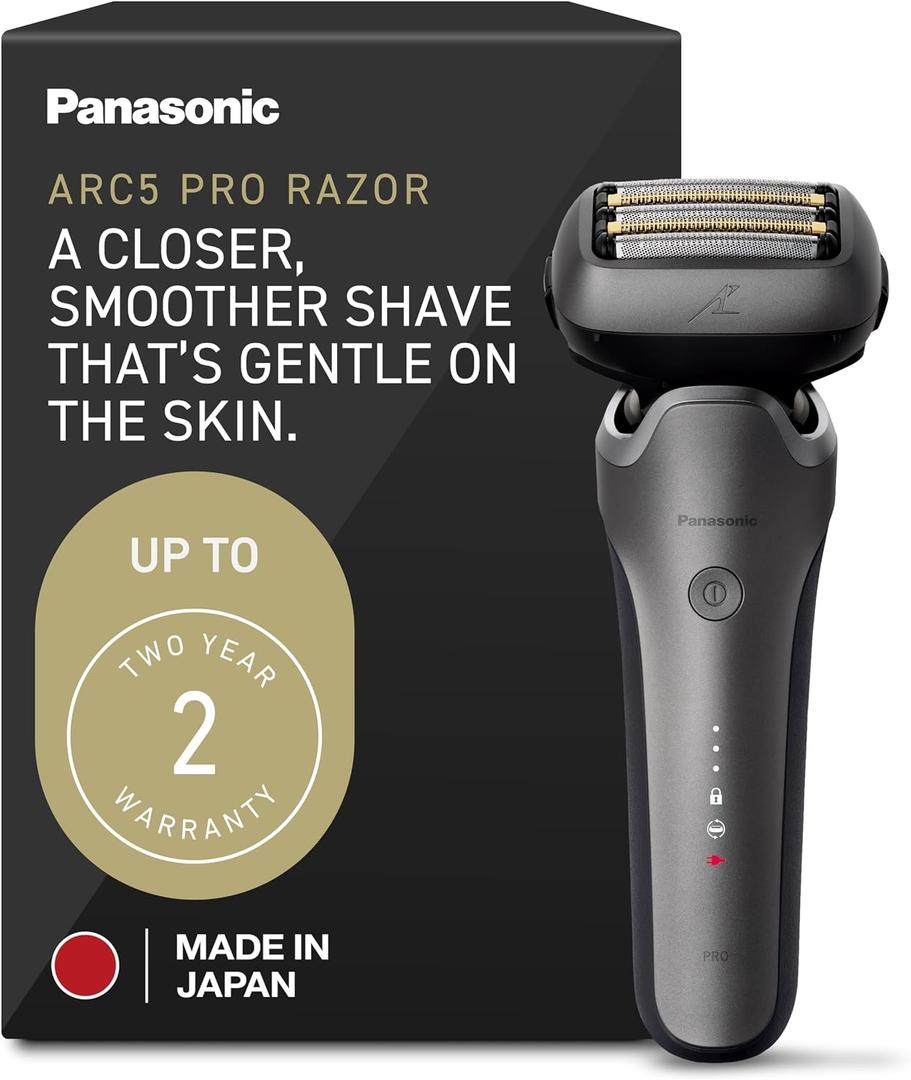 Panasonic ARC5 PRO Electric Razor for Men, Wet/Dry 5-Blade Foil Shaver for Thick Beard & Stubble, 20D Flexible Head, Enhanced Beard Sensor, Pop-Up Trimmer ES-L550WS