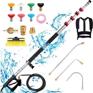 Pressure Washer Extension Wand, 24FT Gutter Cleaning Tools from The Ground with Brush, Pressure Washer Extension Pole