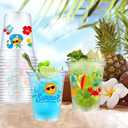 VDESFUEBY 50 Summer Pool Party Cups, 12 oz Hello Summer Party Decorations Disposable Clear Plastic Party Cups for Beach Ball Hawaiian Luau Holiday Party Drinkware Beverage Ice Cream