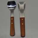 Patelai 2 Pcs Ice Cream Scoop Stainless Steel Ice Cream Shovel with Wooden Handle Dessert Spade Butter Cutter Flat Metal Spade for Dining Kitchen Utensil Home Commercial