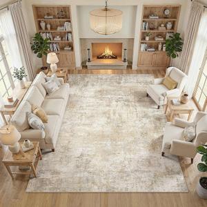 cotiled 10x12 Area Rug for Living Room Large Modern Neutral Abstract Rugs Washable Nonslip Backing Soft Carpet for Bedroom Dining Room Office Decor Beige