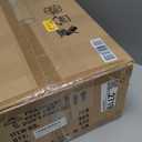 FLOURIM Semi Flush Mount Ceiling Light, Black Vintage Kitchen Ceiling Lights, Amber Striped Glass Close to Ceiling Light Fixtures for Living Room, Hallway, Bedroom