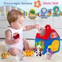 Baby Toys 6-12 Months, Barn with Stuffed Farm Animals, Montessori Toy for Babies, Sensory Toys for Toddlers 1-3, Portable Baby Farmhouse Toy, Birthday Gift for Infants & Toddlers