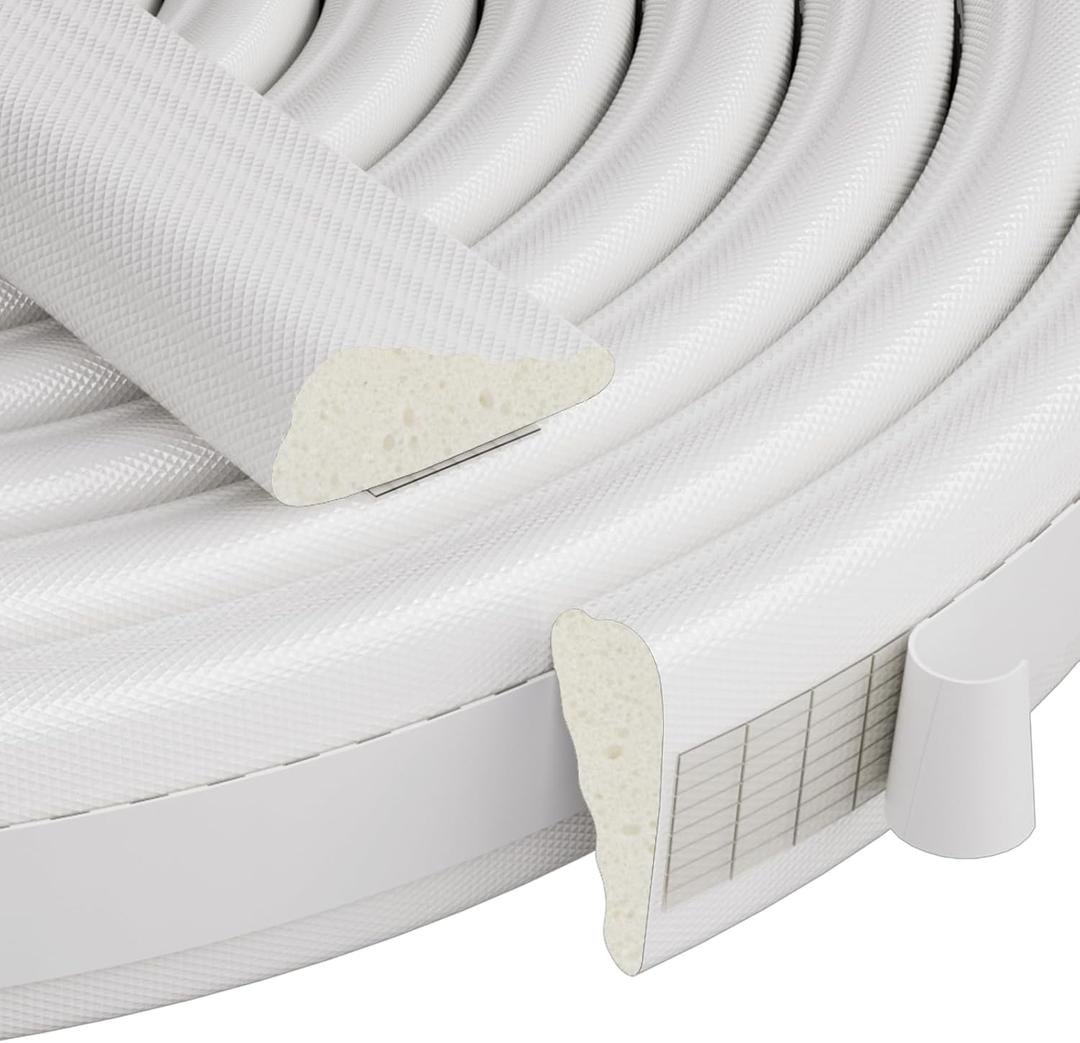 3 Pcs 196" Wedge-Shape Weather Stripping Door Seal,Windows and Doors Insulation,Self Adhesive Insulation Foam Anti-Collision Strip,Weatherstrip Tape for Door Soundproofing,Noise Drafts Blocker,White
