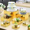 Geelin 8 Pack Acrylic Buffet Risers - 3 to 10 Inch Decorative Cube Boxes, Display Stands with Hollow Bottoms for Food Jewelry Table Display Supplies(Gold,Flat)