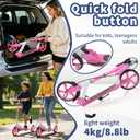 Scooters for Kids 8-12,Scooter for Teens Adults with 8-Inch Big Wheels Foldable Lightweight, 4 Adjustable Height Levels, 240 lbs Max Load Portable Scooter with Hand Brake (Pink)