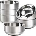 Lyellfe 6 Pack 18/8 Stainless Steel Bowls, Double Walled Insulated Soup Bowls, 12 Oz Unbreakable Snack Bowl for Rice, Cereal, Ice Cream, Hot Cold Foods, Lead-free, Dishwasher Safe