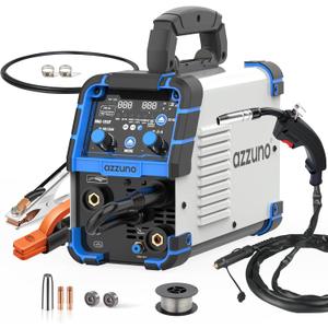 AZZUNO Aluminum MIG Welder 155Amp, Dual Vlotage 110V/220V 5-in-1 Welder Machine Gasless MIG/Gas MAG/Aluminum MIG/Stick/Lift TIG Welding, Multiprocess Welding Machine
